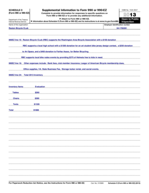 Schedule O Form 990 or 990-EZ