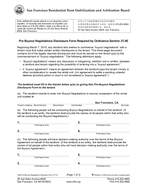 San Francisco Pre-Buyout Negotiations Disclosure Form