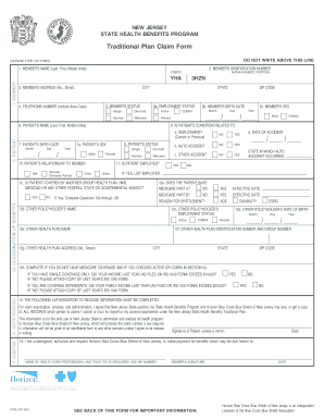 New Jersey State Health Benefits Program Claim Form
