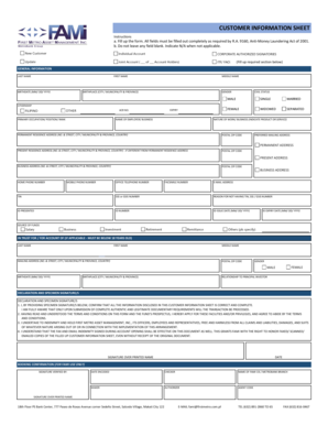 Customer Information Sheet