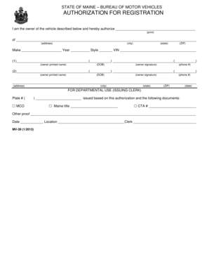 Maine Vehicle Registration Authorization
