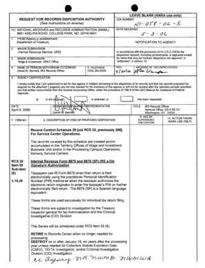 IRS Form 8879 Disposition Request