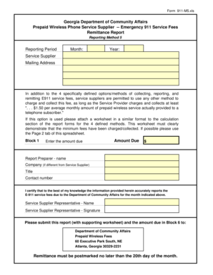 Georgia Prepaid Wireless 911 Fees Remittance Report