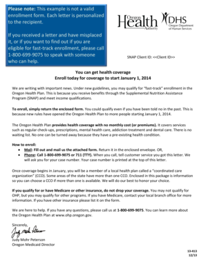 Oregon Health Plan Fast-Track Enrollment Form