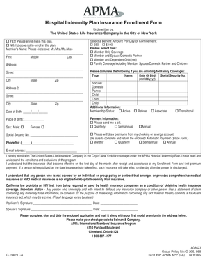 Hospital Indemnity Plan Insurance Enrollment Form