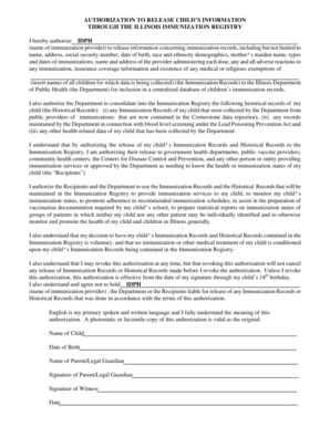 Authorization to Release Child's Immunization Records
