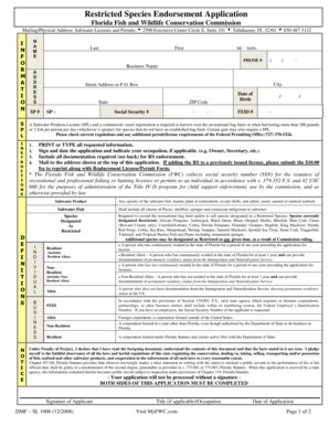 Restricted Species Endorsement Application