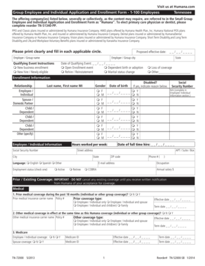Humana Small Group Employee and Individual Application and Enrollment Form