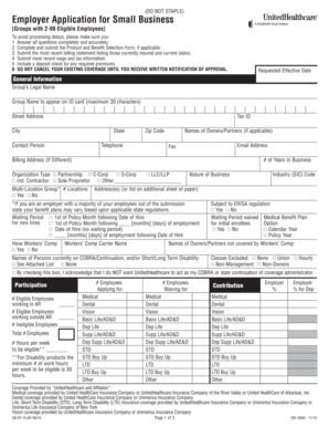 Employer Application for Small Business Health Insurance