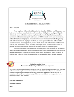 Employee Media Release Form