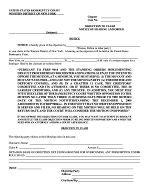 Objection to Claim Notice