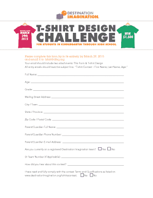T-Shirt Design Contest Entry Form