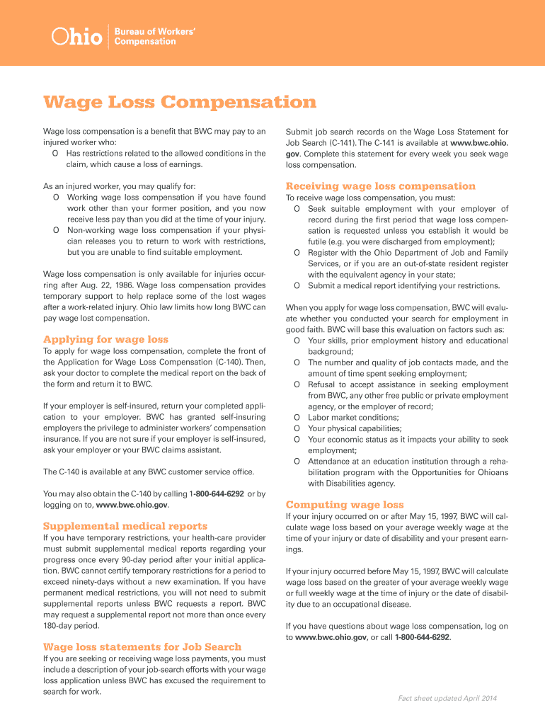 Fillable Online Wage Loss Compensation Fax Email Print pdfFiller
