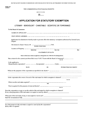 Massachusetts Form 1B-3 Application for Statutory Exemption