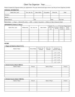 Client Tax Organizer Form