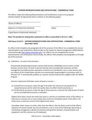 FAR 52.212-3 Offeror Representations and Certifications