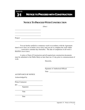 Notice to Proceed with Construction