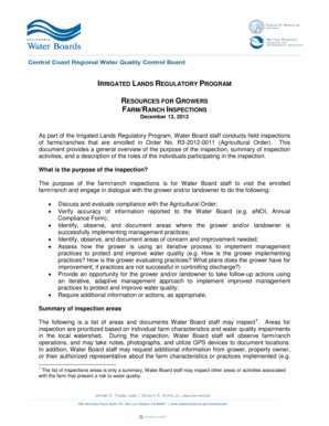 California Irrigated Lands Inspection Checklist