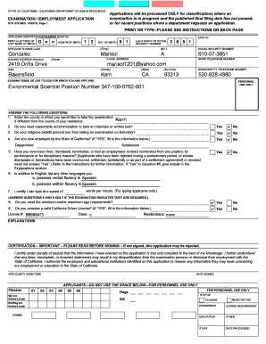 California State Employment Application