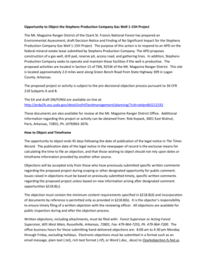 Opportunity to Object the Stephens Production Company Gas Well 1-15H Project - fs usda