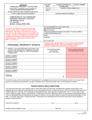 Georgia Aircraft Personal Property Tax Return