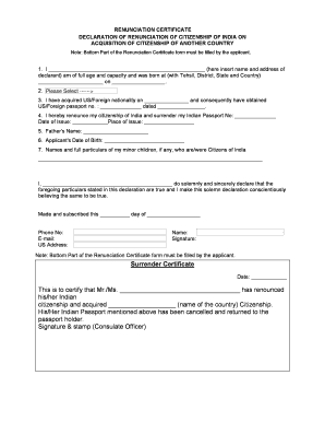 Renunciation Certificate