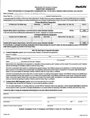 MetLife Beneficiary Designation Form