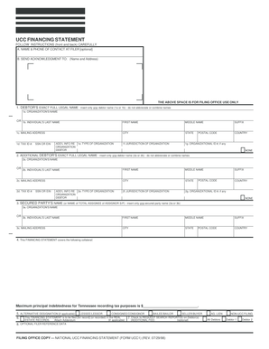 UCC Financing Statement Form UCC1