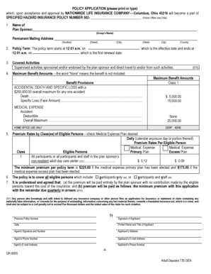 Specified Hazard Insurance Policy Application