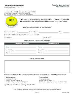 Annuity New Business Transmittal Form