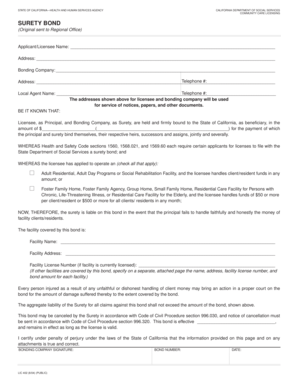 California Surety Bond for Community Care Licensing