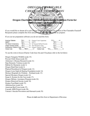 Oregon Charitable Checkoff Donation Form
