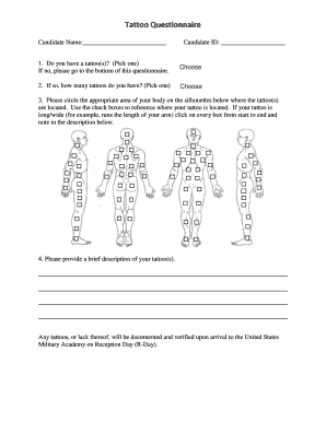 US Army Tattoo Questionnaire Form