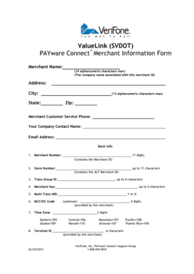 PAYware Connect Merchant Information Form
