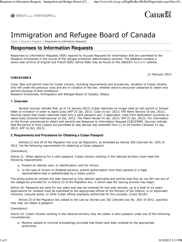 Fillable Online justice New exitpermit rules for Cuban citizens