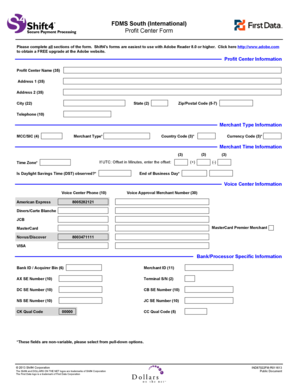 Profit Center Form