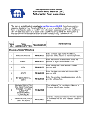 Iowa EFT Authorization Form