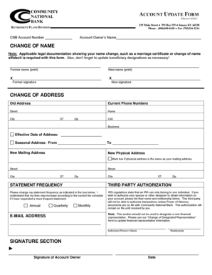 Community National Bank Account Update Form