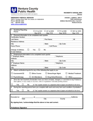 California EMS Quarterly Reporting Form