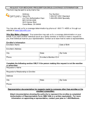 Medicare Prescription Drug Coverage Determination Request
