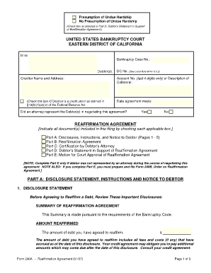 US Bankruptcy Reaffirmation Agreement
