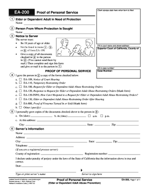 California Proof of Personal Service EA-200