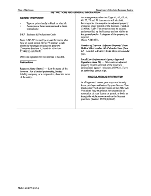 California ABC-215 Event Permit