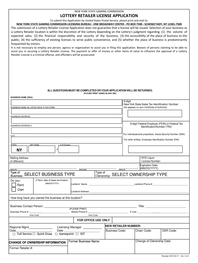 Nys Lottery Retailer Application 2020 2022 Fill And Sign Printable Template Online US Legal