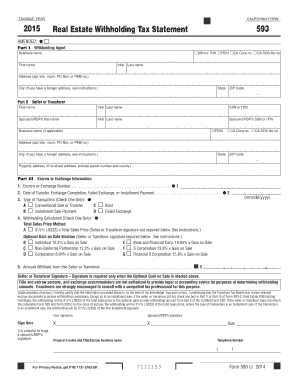 Form 137 meaning - 2015 Form 593 -- Real Estate Withholding Tax Statement - ftb ca