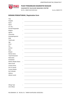 Diagnostic Nuclear Imaging Registration Form
