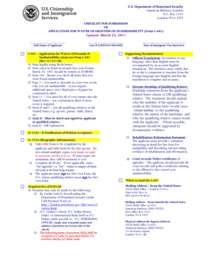 Checklist for I-601 Waiver Application