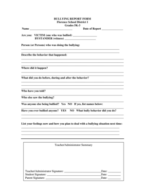 Bullying Report Form