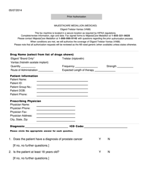 Prior Authorization Form for Eligard-Trelstar-Vantas