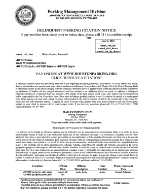Delinquent Parking Citation Notice